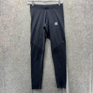 Adidas Pants Womens Small Black Leggings Mesh Panel Trefoil Logo CE7137